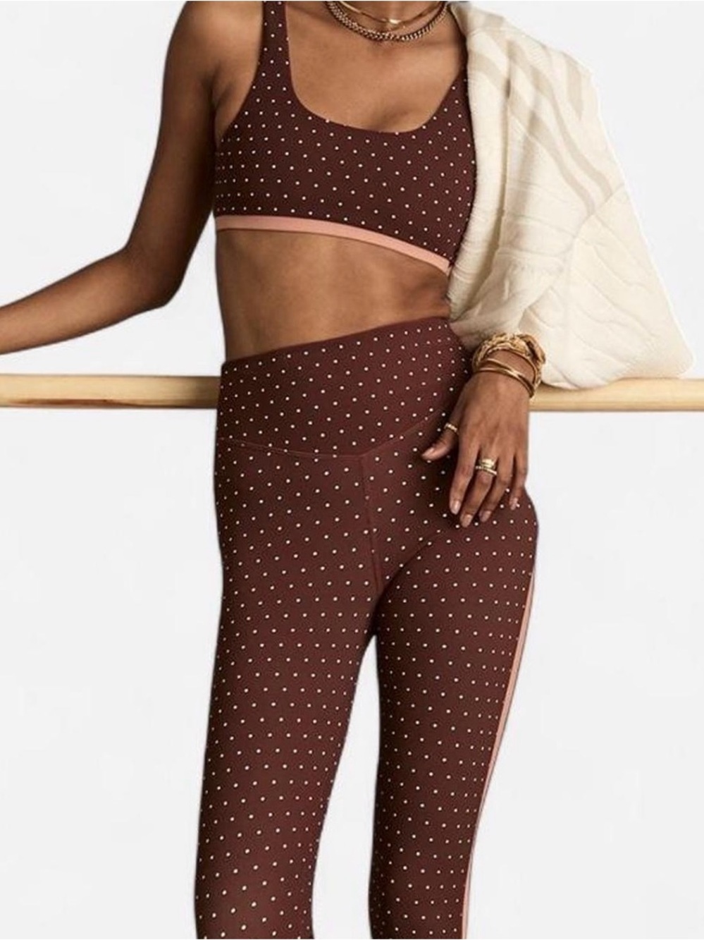 The Upside High-Waist Polka Dot Leggings and Matching Sports Bra